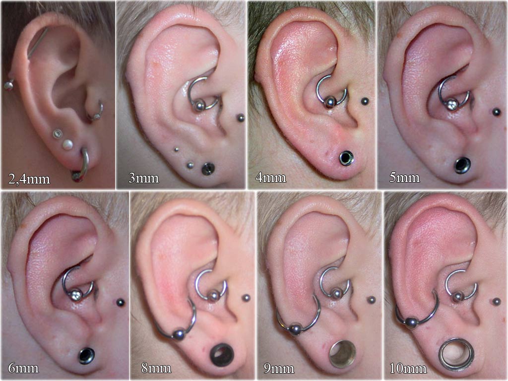 Ohrlöcher 3 Geweitete Piercings